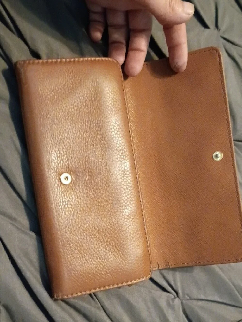 Michael Kors Cognac Brown Leather Wallet with Silver MK Logo